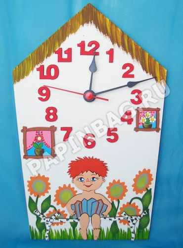 Деревянные часы детские настенные "Антошка"