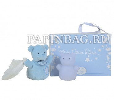 Набор подарочный для новорожденного "Mon tout petit layette", голубой (игрушка-комфортер и ночник)