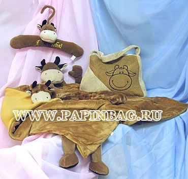 Текстильный набор "БЫЧОК"  (сумочка, вешалка, пледик, шарфик)